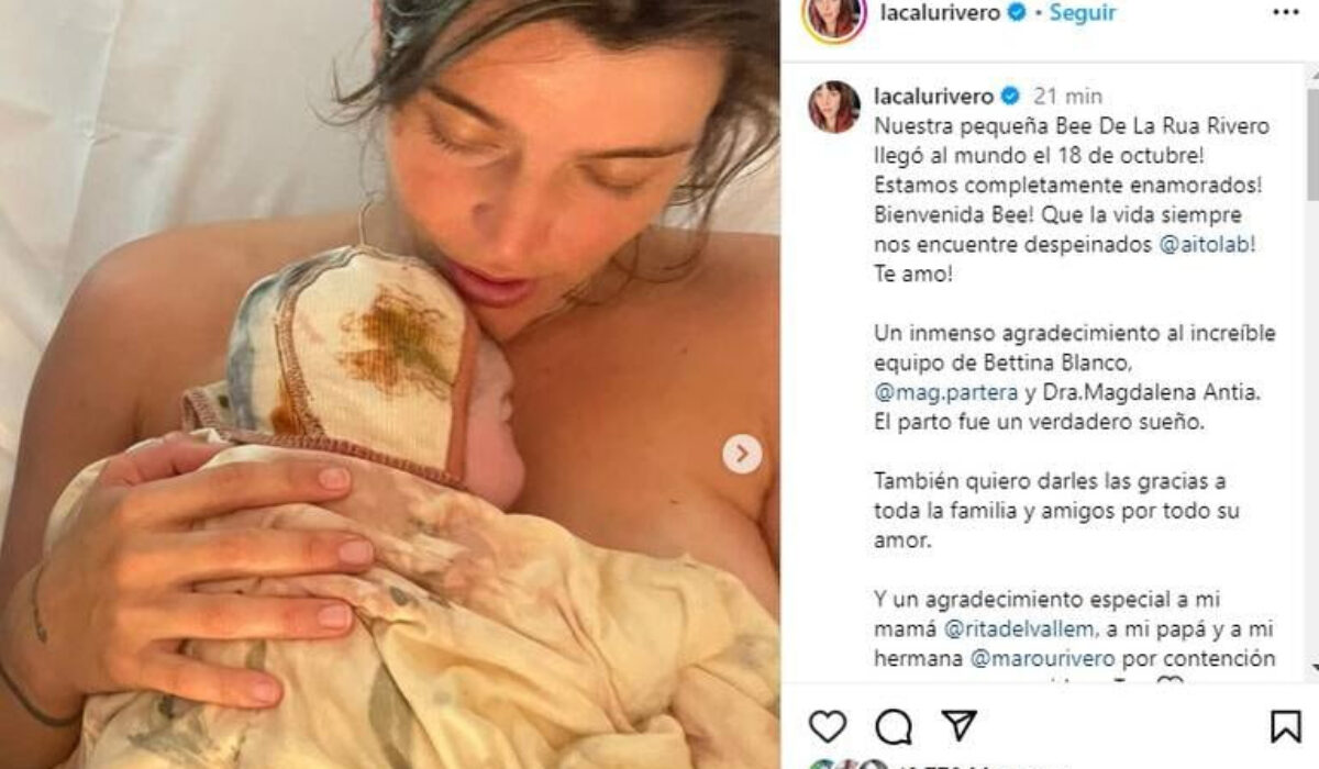 Calu Rivero y Aito De La Rua felices con su nueva hija