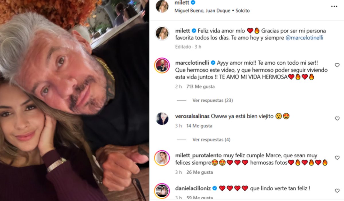 Milett Figueroa reafirma su amor a Tinelli en el cumple del animador